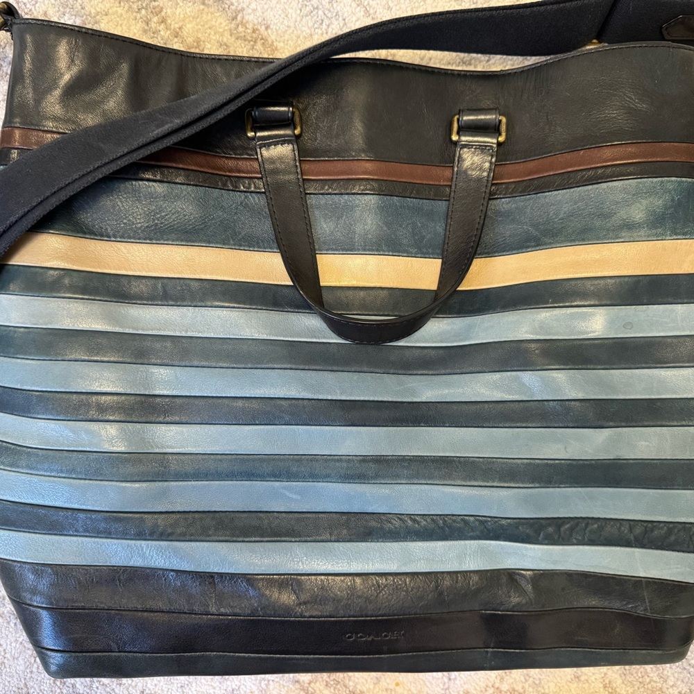 Coach Multicolor Striped Leather Messenger Bag